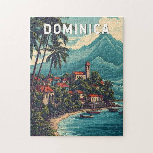 Puzzle Dominica Illustration Travel Art Vintage (Vertical)