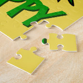 Puzzle Dont Worry Be Hoppy Cute Green Frog w Hearts (Côté)