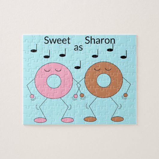 Puzzle Donuts dansants bleu clair (Horizontal)