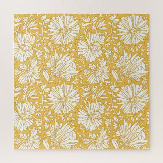 Puzzle Doodle à fleurs dorées, abstrait dessiné à la main (Vertical)
