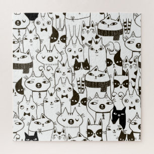 Puzzle Doodle chats : drôle de motif sans soudure.