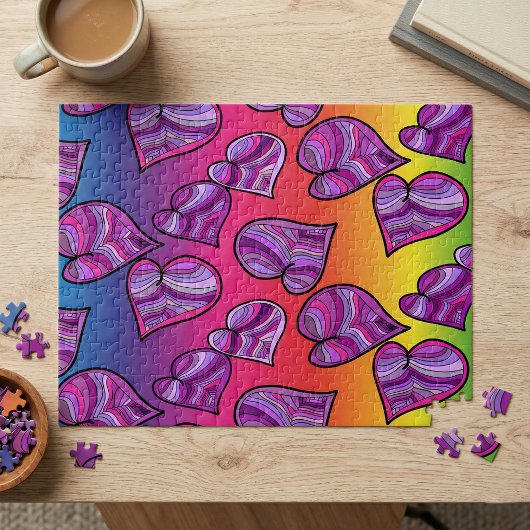 Puzzle Doodle coloré Rainbow Hearts Motif