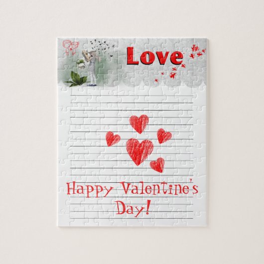 Puzzle Doodle de coeur sur la note Pad Carte Saint-Valent (Vertical)