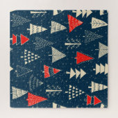 Puzzle Doodle de Noël, motif d'hiver sans soudure. (Horizontal)