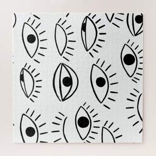 Puzzle Doodle eye, motif créatif sans couture. (Horizontal)