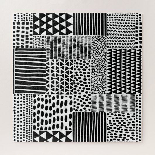 Puzzle Doodle noir blanc : Ethnic Seamless (Horizontal)