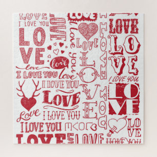 Puzzle Doodles d'amour à la main, charmant motif.