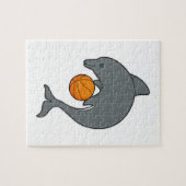 Puzzle Dophin comme joueur de basket-ball avec basket-bal (Horizontal)