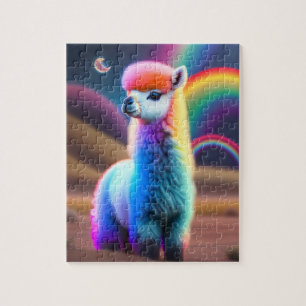 Puzzle Douce Fluffy Petit mignon Bébé coloré Alpaca