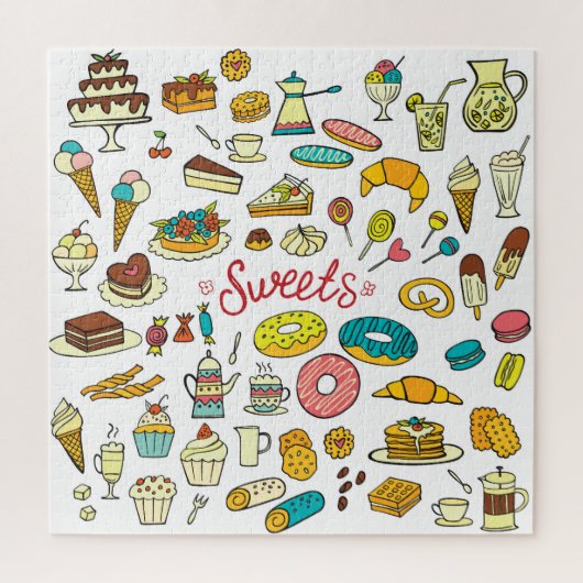 Puzzle Douceurs colorées à doodle : dessert design (Vertical)