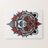 Puzzle d'ours tribal complexe avec conception flor (Horizontal)