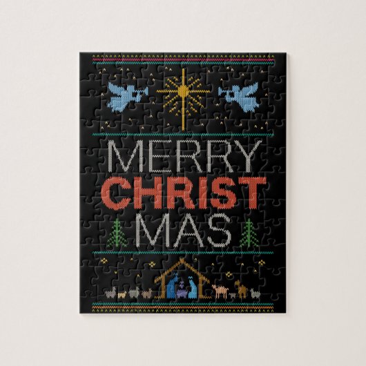 Puzzle Doux de Noël moche Joyeux Christ Mas Religieux (Vertical)