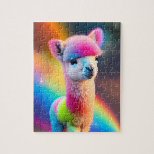 Puzzle Doux Fluffy Coloré Petite mignonne Alpaca (Vertical)