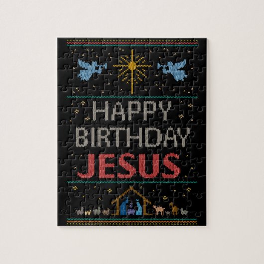 Puzzle Doux moche Design Joyeux Anniversaire Jésus Religi (Vertical)