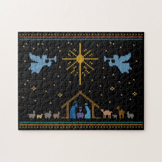 Puzzle Doux moche Design Nativité chrétien Religieux (Horizontal)