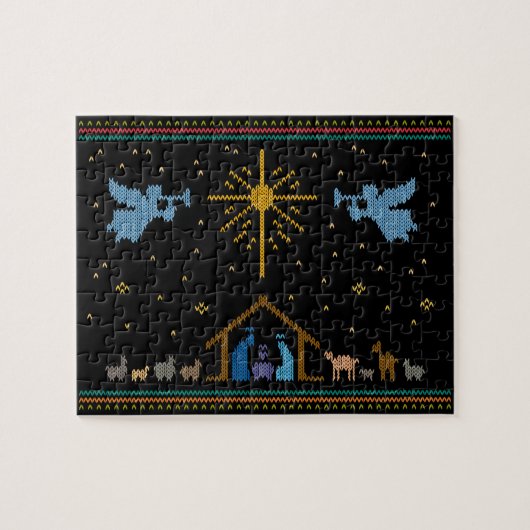 Puzzle Doux moche Design Nativité chrétien Religieux (Horizontal)