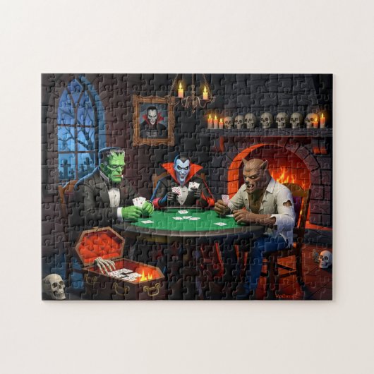 Puzzle Dracula et Frankenstein Halloween Monstre Poker (Horizontal)
