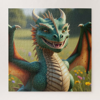 Puzzle Dragon animé avec une expression joueuse