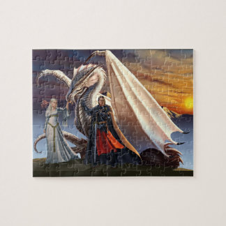 Puzzle Dragon blanc, Chevalier en Armor et Elf Lady Imagi
