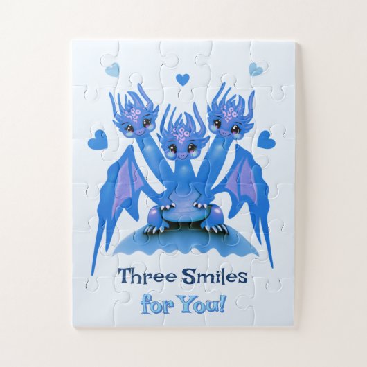 Puzzle Dragon bleu à trois têtes  (Vertical)