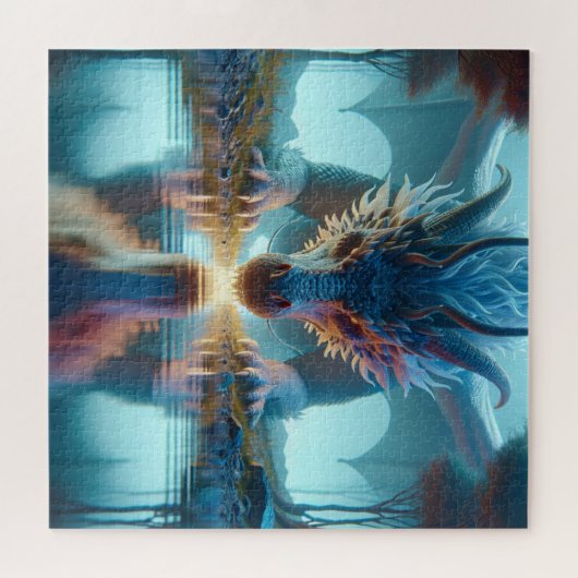 Puzzle Dragon Bleu Mystique Reflection dans l'eau (Horizontal)