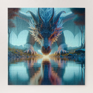 Puzzle Dragon Bleu Mystique Reflection dans l'eau