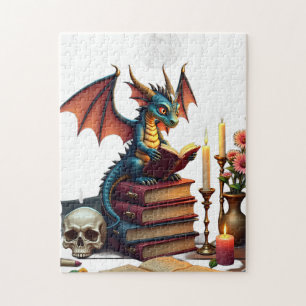 Puzzle Dragon Dark Academia Reader Livre Vintage BookTok
