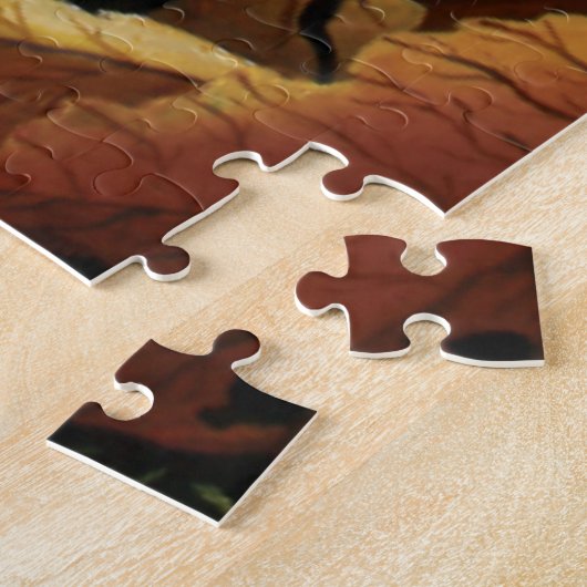 Puzzle Dragon d'automne Imaginaire vert orange (Côté)