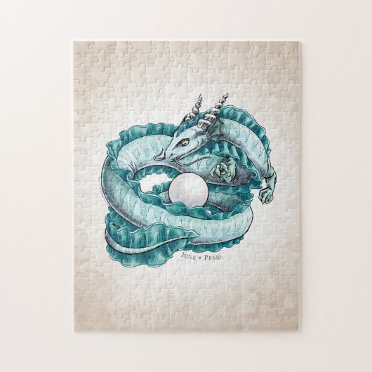 Puzzle Dragon de pierre de naissance de juin : Pearl (Vertical)