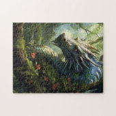 Puzzle Dragon en forêt avec fleurs roses (Horizontal)
