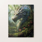 Puzzle Dragon en forêt avec fleurs roses (Vertical)