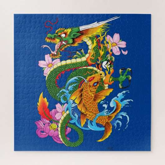 Puzzle Dragon et Koi (Vertical)