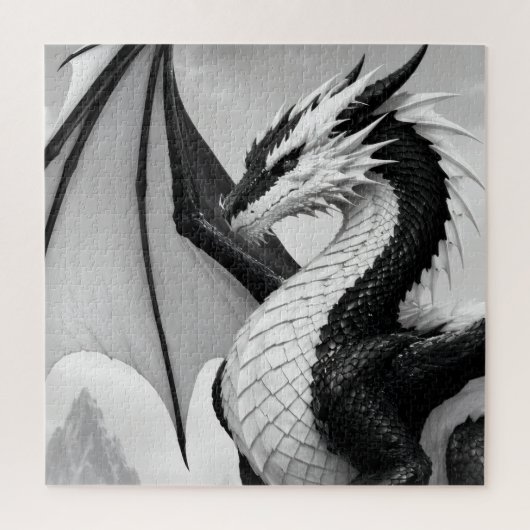 Puzzle Dragon noir et blanc (Vertical)