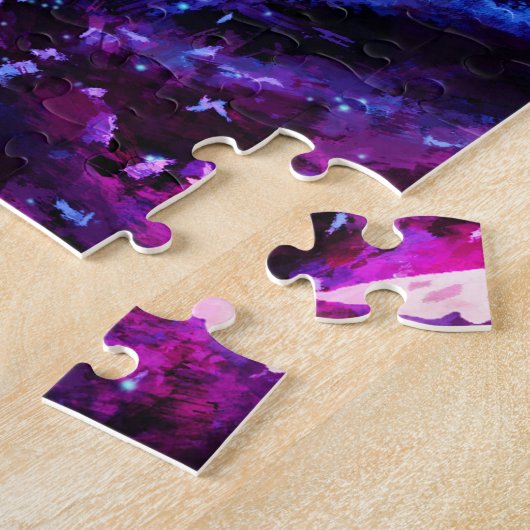 Puzzle Dragon noir, scène de forêt nocturne. (Côté)