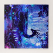 Puzzle Dragon noir, scène de forêt nocturne. (Horizontal)