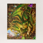 Puzzle Dragon Or Vert avec Livre & Café (Vertical)