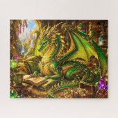 Puzzle Dragon Or Vert avec Livre & Café (Horizontal)