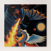 Puzzle Dragon qui souffle du feu et Pégase (Horizontal)