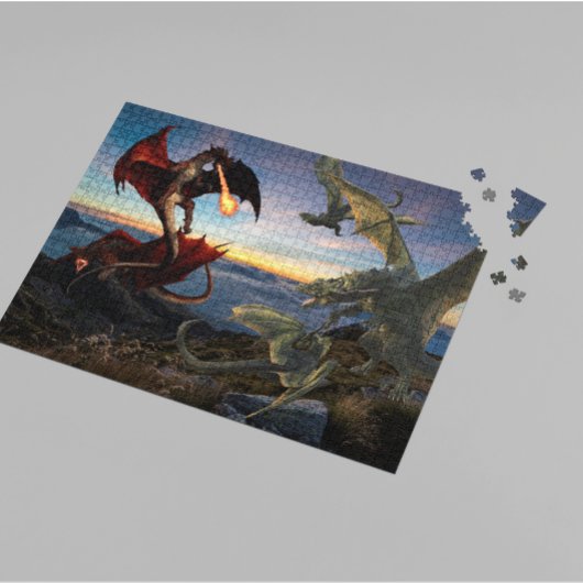 Puzzle Dragon Red Green Imaginaire de bataille