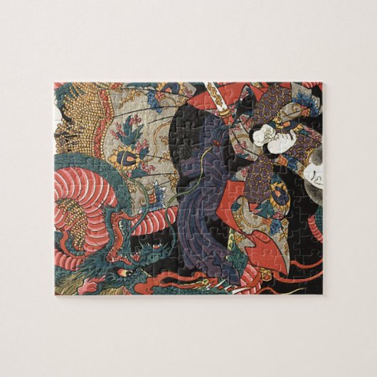 Puzzle Dragon rouge japonais vintage (Horizontal)