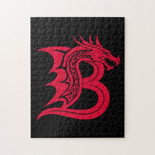 Puzzle Dragon Styled Letter B, Dragon Alphabet, Monogram (Vertical)