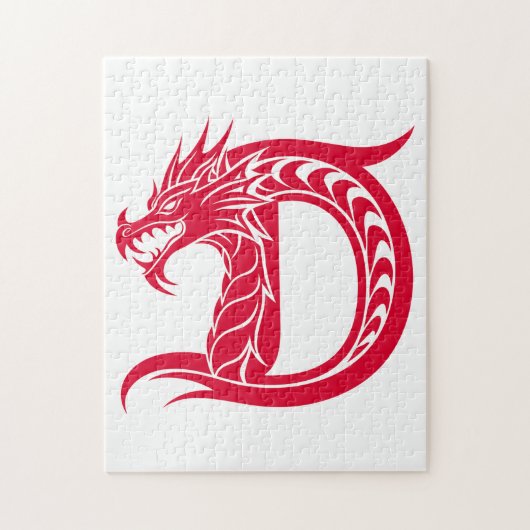 Puzzle Dragon Styled Letter D, Dragon Alphabet, Monogram (Vertical)