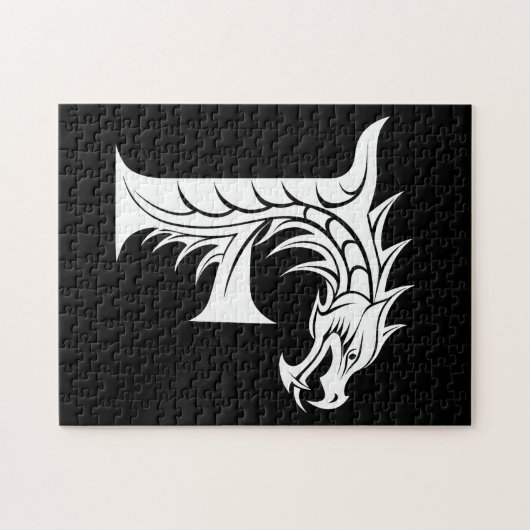 Puzzle Dragon Styled Letter F, Dragon Alphabet, Monogram (Horizontal)
