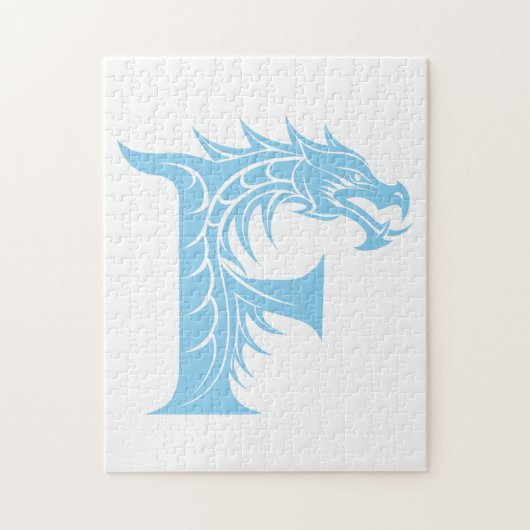 Puzzle Dragon Styled Letter F, Dragon Alphabet, Monogram (Vertical)