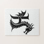 Puzzle Dragon Styled Letter H, Dragon Alphabet, Monogram (Horizontal)