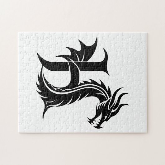 Puzzle Dragon Styled Letter H, Dragon Alphabet, Monogram (Horizontal)