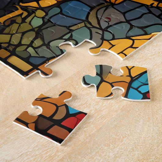 Puzzle Dragon Swirl en mosaïque multicolore (Côté)
