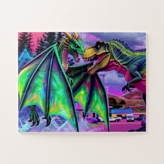 Puzzle Dragon Vert vs Dinosaure (Horizontal)