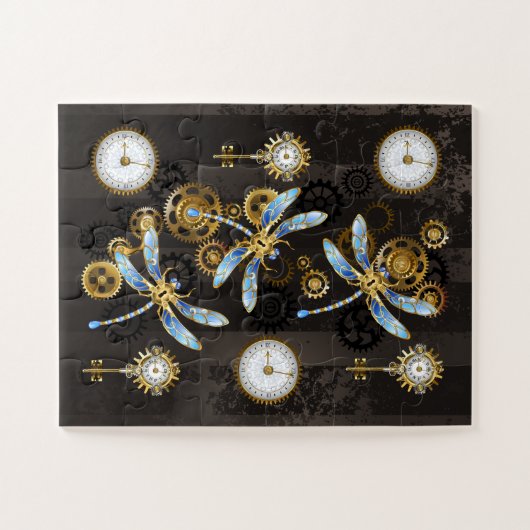 Puzzle Dragonflies de Steampunk sur arrière - plan rayé b (Horizontal)