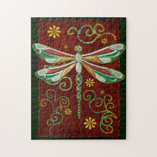 Puzzle Dragonfly Elegant Jewel 2 Folk Art (Vertical)